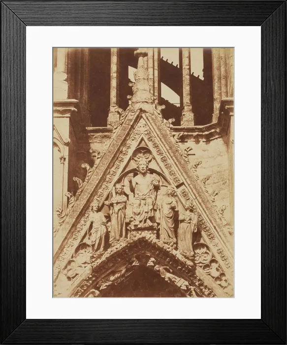 Framed Print : Gable: Christ of the Apocalypse Surrounded by Angels Carrying Instruments... Reims Cathedral, c1851 Creator: Henri Le Secq Framed Print : Gable: Christ of the Apocalypse Surrounded by Angels Carrying Instruments... Reims Cathedral, c1851 Creator: Henri Le Secq