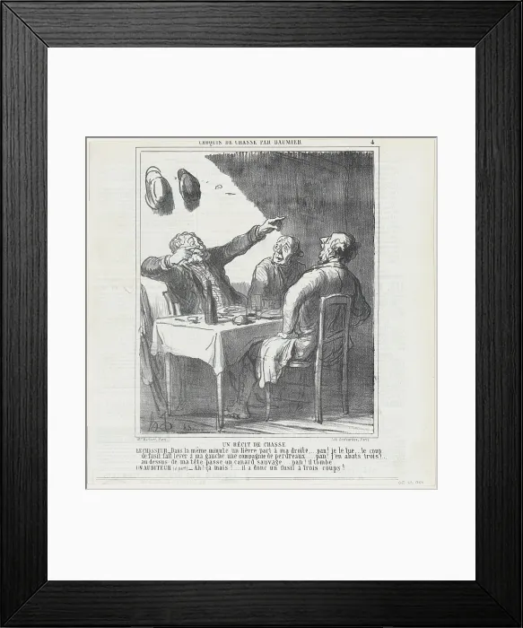 Framed Print : Un recit de chasse, 1864. Creator: Honore Daumier Framed Print : Un recit de chasse, 1864. Creator: Honore Daumier
