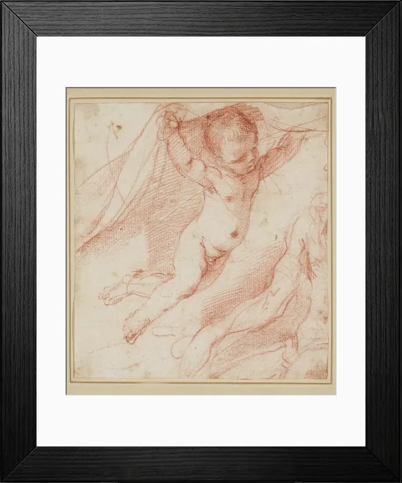Framed Print : Flying Putto and the Arm of a Man, between 1640 and 1649. Creator: Guercino Framed Print : Flying Putto and the Arm of a Man, between 1640 and 1649. Creator: Guercino