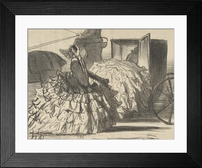 Framed Print : Des dames d'un demi-monde, mais n'ayant pas de demi-jupes, 1855. Creator: Honore Daumier. Des dames d'un demi-monde, mais n'ayant pas de demi-jupes, 1855 Framed Print : Des dames d'un demi-monde, mais n'ayant pas de demi-jupes, 1855. Creator: Honore Daumier. Des dames d'un demi-monde, mais n'ayant pas de demi-jupes, 1855