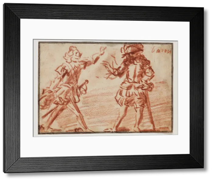 Framed Print : Actors, late 15th or early 16th century. Creator: Claude Gillot Framed Print : Actors, late 15th or early 16th century. Creator: Claude Gillot