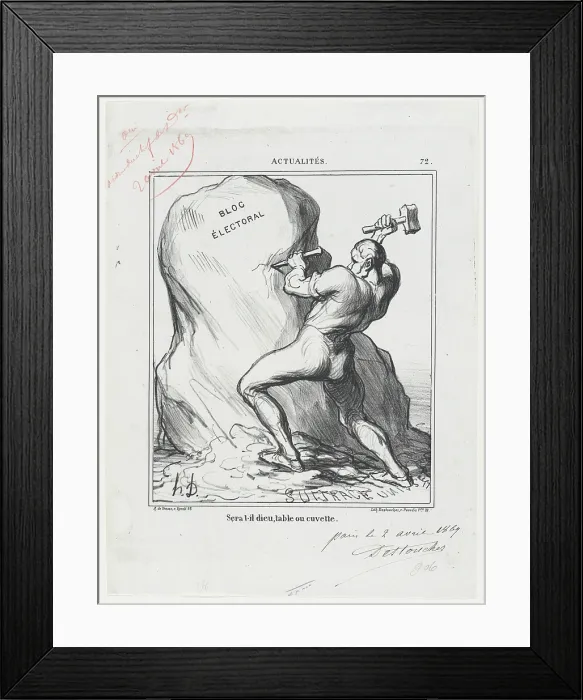 Framed Print : Sera t-il dieu, table ou cuvette, 1869. Creator: Honore Daumier Framed Print : Sera t-il dieu, table ou cuvette, 1869. Creator: Honore Daumier