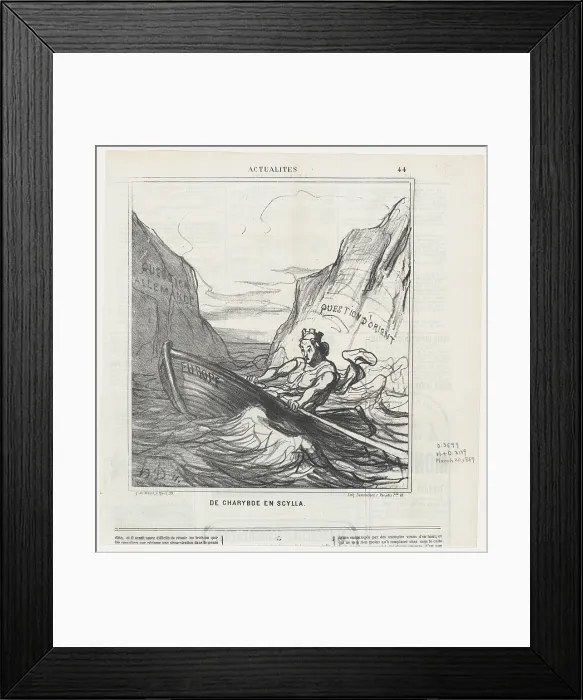 Framed Print : De Charybde en Scylla, 1869. Creator: Honore Daumier Framed Print : De Charybde en Scylla, 1869. Creator: Honore Daumier