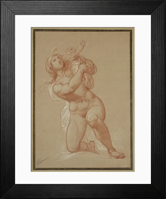 Framed Print : Kneeling Nude Woman Holding a Child, c1781. Creator: Francois-Andre Vincent Framed Print : Kneeling Nude Woman Holding a Child, c1781. Creator: Francois-Andre Vincent