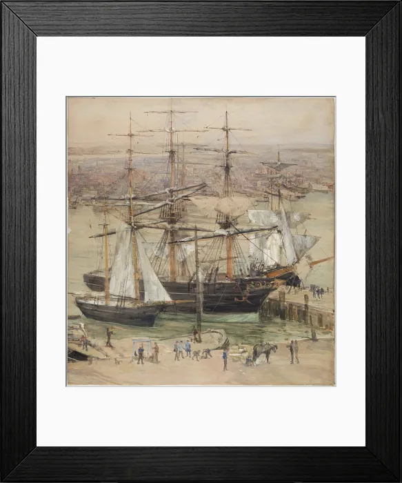 Framed Print : New York Harbor, 19th century. Creator: Jules Lessore Framed Print : New York Harbor, 19th century. Creator: Jules Lessore