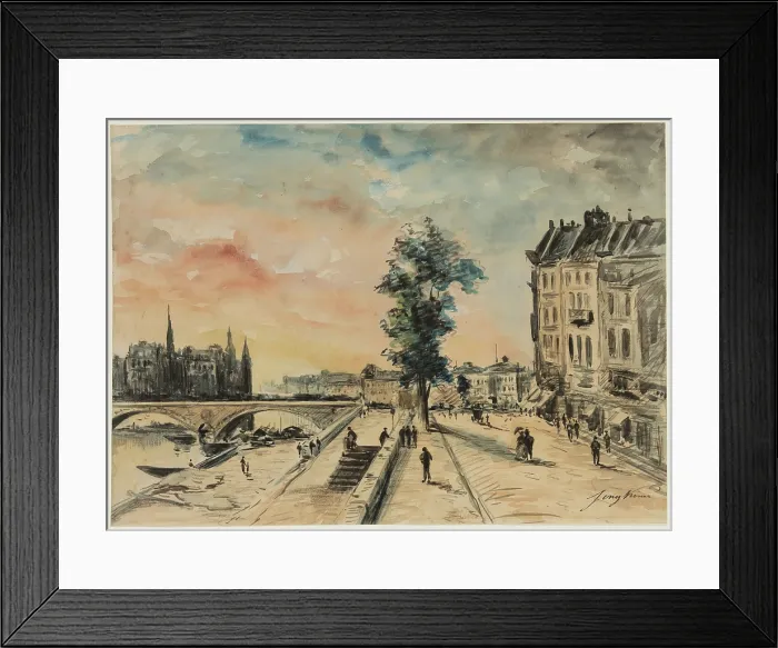 Framed Print : Quai on the Seine, Paris, c1920. Creator: School of Johan Barthold Jongkind Framed Print : Quai on the Seine, Paris, c1920. Creator: School of Johan Barthold Jongkind