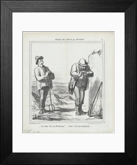 Framed Print : J'ai donc tue un Perdreau!, 1864. Creator: Honore Daumier. J'ai donc tue un Perdreau!, 1864. Creator: Honore Daumier Framed Print : J'ai donc tue un Perdreau!, 1864. Creator: Honore Daumier. J'ai donc tue un Perdreau!, 1864. Creator: Honore Daumier