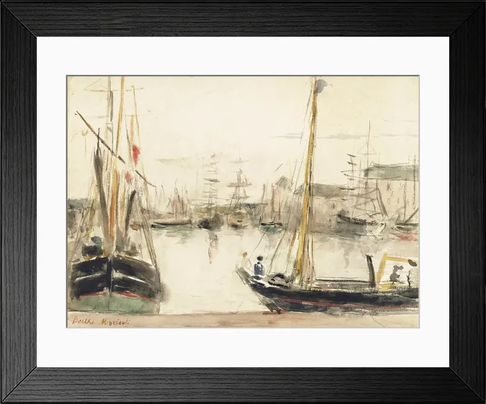 Framed Print : Ships in the Harbor, c1875. Creator: Berthe Morisot Framed Print : Ships in the Harbor, c1875. Creator: Berthe Morisot