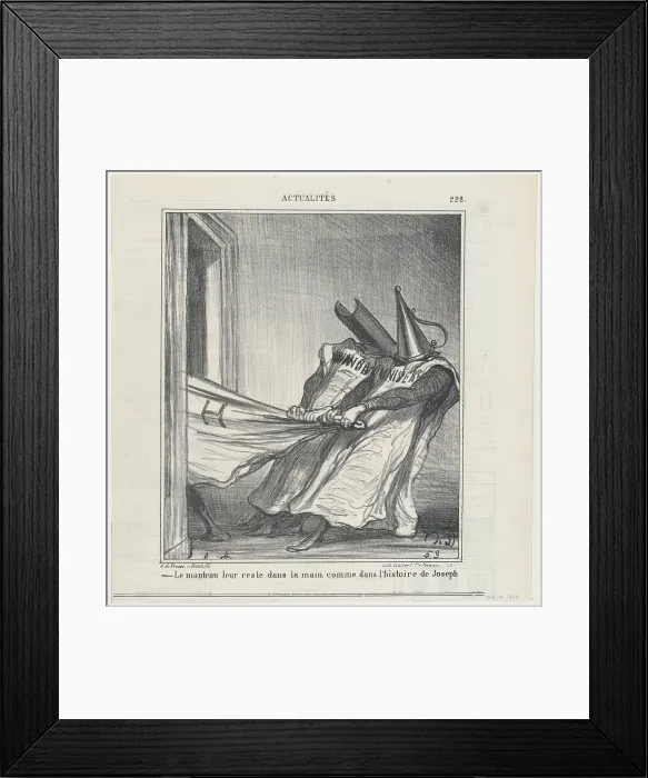 Framed Print : The cloak remains in their hands, like in the story of Joseph, from News of t... October 14, 1869