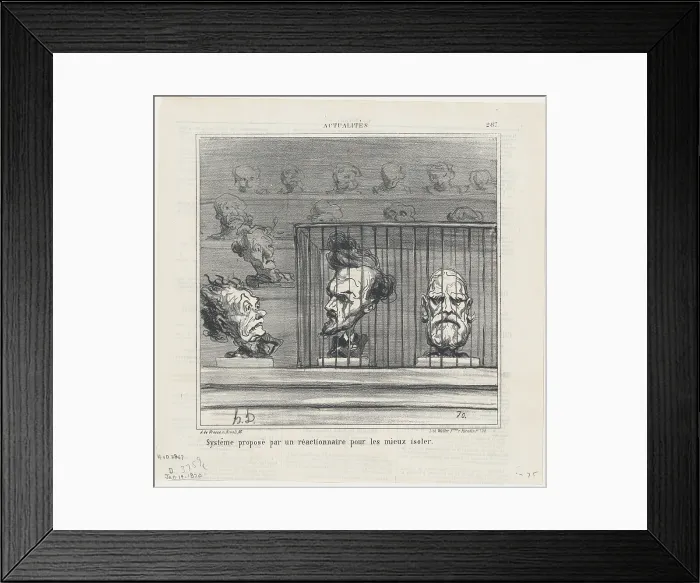 Framed Print : Systeme propose par un reactionnaire pour les mieux isoler, 1870. Creator: Honore Daumier Framed Print : Systeme propose par un reactionnaire pour les mieux isoler, 1870. Creator: Honore Daumier