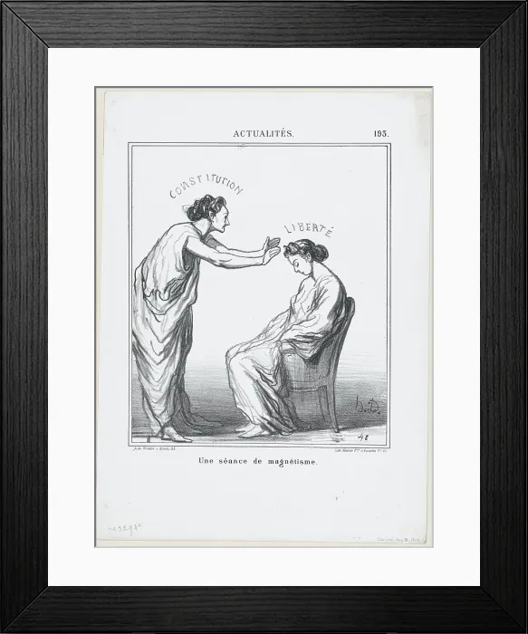 Framed Print : Une seance de magnetisme, 1869. Creator: Honore Daumier Framed Print : Une seance de magnetisme, 1869. Creator: Honore Daumier