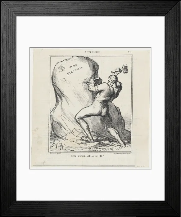 Framed Print : Sera t-il dieu, table ou cuvette, 1869. Creator: Honore Daumier Framed Print : Sera t-il dieu, table ou cuvette, 1869. Creator: Honore Daumier