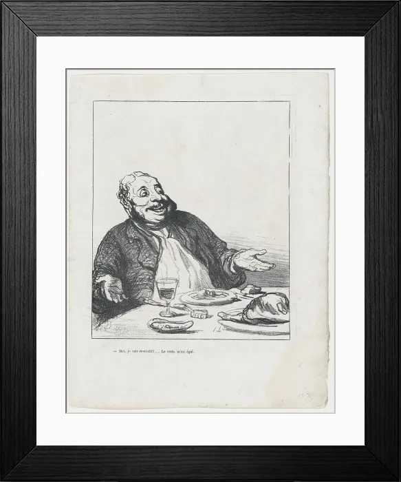 Framed Print : Moi, je suis ravitaille!...Le reste m'est egal, 1871. Creator: Honore Daumier. Moi, je suis ravitaille!...Le reste m'est egal, 1871 Framed Print : Moi, je suis ravitaille!...Le reste m'est egal, 1871. Creator: Honore Daumier. Moi, je suis ravitaille!...Le reste m'est egal, 1871