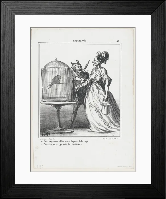 Framed Print : Est-ce que vous allez ouvrir la porte de la cage... 1870. Creator: Honore Daumier Framed Print : Est-ce que vous allez ouvrir la porte de la cage... 1870. Creator: Honore Daumier