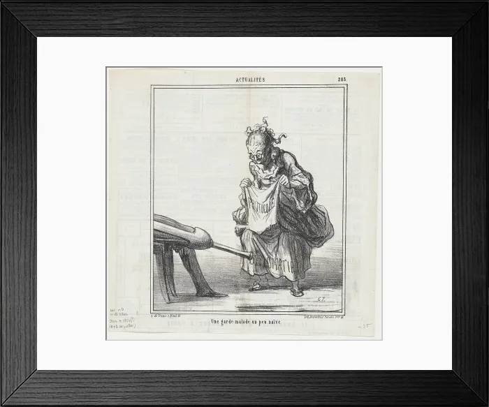 Framed Print : Une garde-malade un peu naive, 1868. Creator: Honore Daumier Framed Print : Une garde-malade un peu naive, 1868. Creator: Honore Daumier