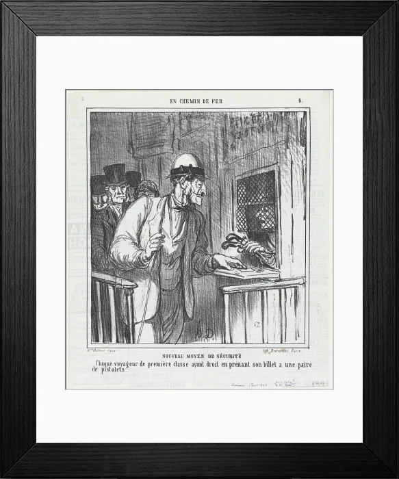 Framed Print : Nouveau moyen de securite, 1864. Creator: Honore Daumier Framed Print : Nouveau moyen de securite, 1864. Creator: Honore Daumier