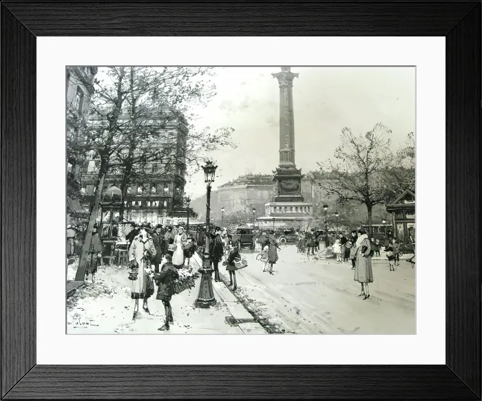 Framed Print : Place de La Bastille, 1925-1941. Creator: Eugene Galien-Laloue Framed Print : Place de La Bastille, 1925-1941. Creator: Eugene Galien-Laloue
