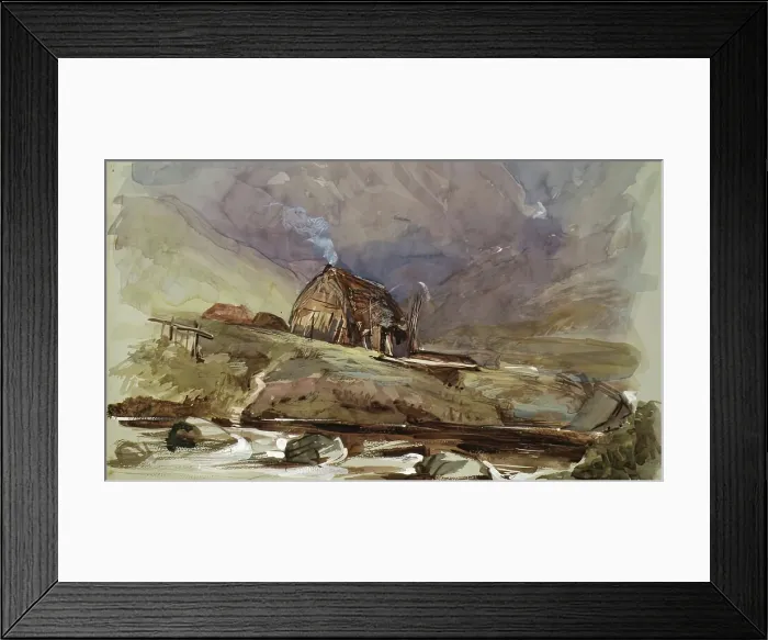 Framed Print : Cottage and Stream, c1840s. Creator: John Phillip Framed Print : Cottage and Stream, c1840s. Creator: John Phillip