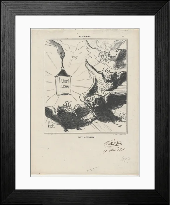Framed Print : Gare la lumiere!, 1870. Creator: Honore Daumier Framed Print : Gare la lumiere!, 1870. Creator: Honore Daumier