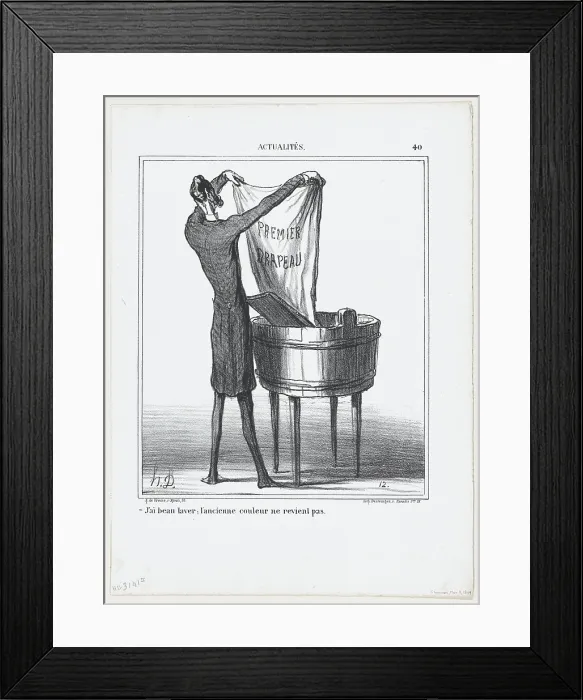 Framed Print : J'ai beau laver; l'ancienne couleur ne revient pas, 1869. Creator: Honore Daumier. J'ai beau laver; l'ancienne couleur ne revient pas, 1869. Creator: Honore Daumier Framed Print : J'ai beau laver; l'ancienne couleur ne revient pas, 1869. Creator: Honore Daumier. J'ai beau laver; l'ancienne couleur ne revient pas, 1869. Creator: Honore Daumier