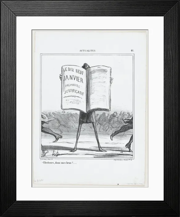 Framed Print : Electeurs, dans mes bras!... 1869. Creator: Honore Daumier Framed Print : Electeurs, dans mes bras!... 1869. Creator: Honore Daumier