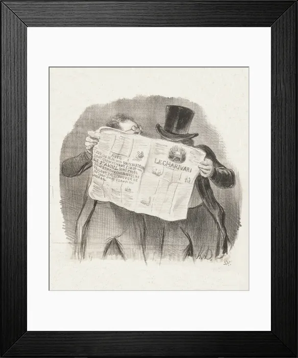 Framed Print : La Lecture du Charivari, 1840. Creator: Honore Daumier Framed Print : La Lecture du Charivari, 1840. Creator: Honore Daumier