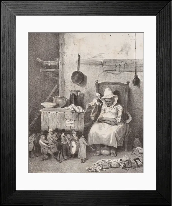 Framed Print : Mon defunt me donne des numeros.. 1833. Creator: Honore Daumier Framed Print : Mon defunt me donne des numeros.. 1833. Creator: Honore Daumier