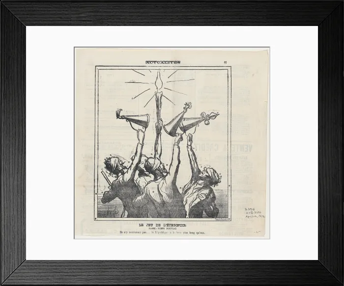 Framed Print : Le Jeu de l'Eteginoir [sic l'eteignoir], 1872. Creator: Honore Daumier. Le Jeu de l'Eteginoir [sic l'eteignoir], 1872. Creator: Honore Daumier