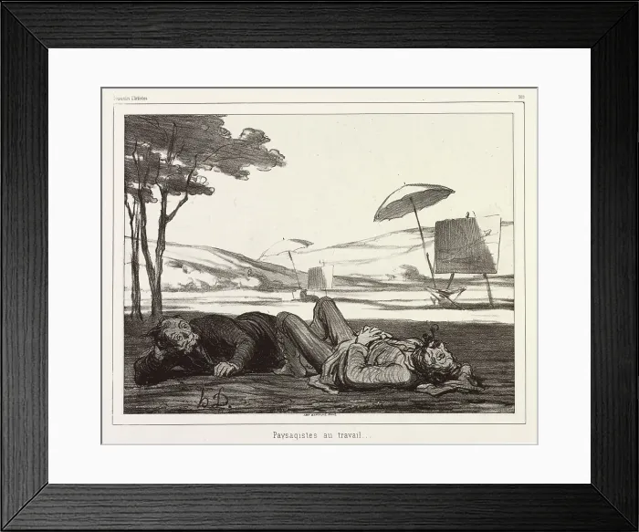 Framed Print : Paysagistes au travail (Landscape Artists at Work), 1862. Creator: Honore Daumier Framed Print : Paysagistes au travail (Landscape Artists at Work), 1862. Creator: Honore Daumier