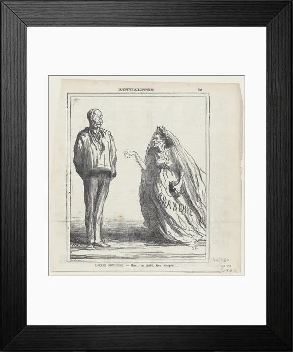 Framed Print : Jacques Bonhomme. - Merci, ma vieille, trop decrepite!... 1872. Creator: Honore Daumier Framed Print : Jacques Bonhomme. - Merci, ma vieille, trop decrepite!... 1872. Creator: Honore Daumier