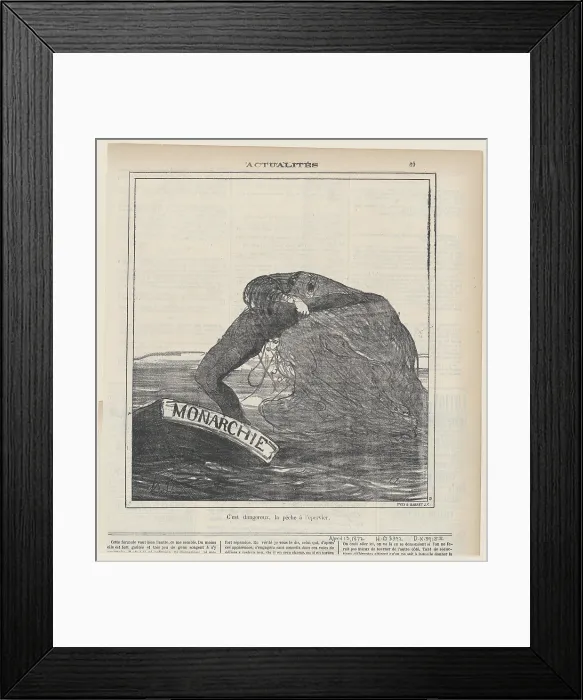 Framed Print : C'est dangereux, la peche a l'epervier, 1872. Creator: Honore Daumier. C'est dangereux, la peche a l'epervier, 1872 Framed Print : C'est dangereux, la peche a l'epervier, 1872. Creator: Honore Daumier. C'est dangereux, la peche a l'epervier, 1872