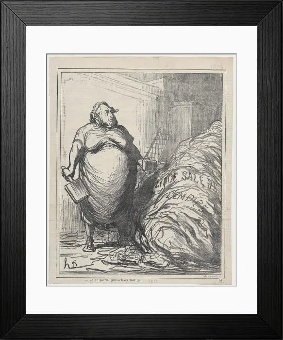 Framed Print : Je ne pourrai jamais laver tout ca, 1872. Creator: Honore Daumier Framed Print : Je ne pourrai jamais laver tout ca, 1872. Creator: Honore Daumier