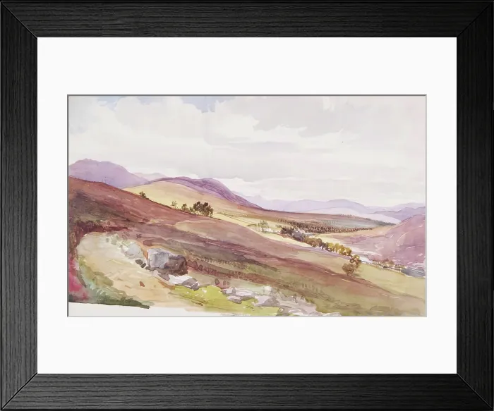 Framed Print : Landscape of Mountains and Cottage in Distance, c1840s. Creator: John Phillip Framed Print : Landscape of Mountains and Cottage in Distance, c1840s. Creator: John Phillip