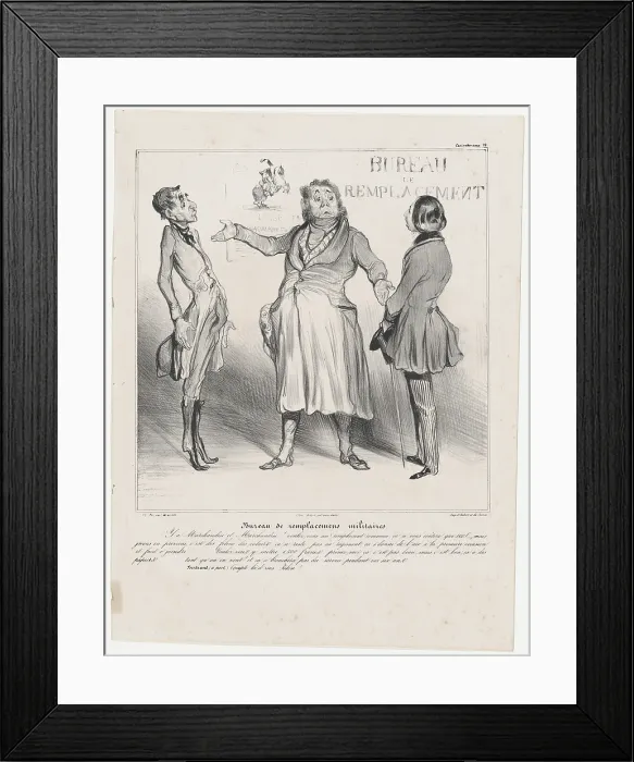 Framed Print : Plate 28: Bureau de remplacemens militaires, 1838. Creator: Honore Daumier Framed Print : Plate 28: Bureau de remplacemens militaires, 1838. Creator: Honore Daumier