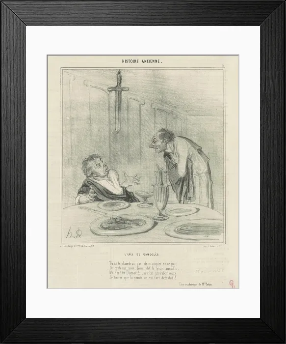 Framed Print : L'epee de Damocles, c1842. Creator: Honore Daumier. L'epee de Damocles, c1842. Creator: Honore Daumier Framed Print : L'epee de Damocles, c1842. Creator: Honore Daumier. L'epee de Damocles, c1842. Creator: Honore Daumier
