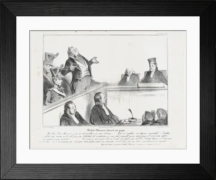 Framed Print : Plate 30: Robert Macaire devant ses juges, 1838. Creator: Honore Daumier Framed Print : Plate 30: Robert Macaire devant ses juges, 1838. Creator: Honore Daumier