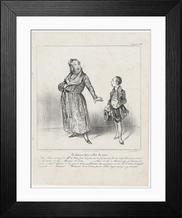 Framed Print : Plate 31: La fortune fait oublier les amis, 1838. Creator: Honore Daumier Framed Print : Plate 31: La fortune fait oublier les amis, 1838. Creator: Honore Daumier