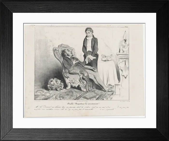 Framed Print : Plate 34: Diable! Respectons les convenances!, 1838. Creator: Honore Daumier Framed Print : Plate 34: Diable! Respectons les convenances!, 1838. Creator: Honore Daumier