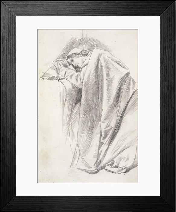 Framed Print : Study of a Draped Female Figure, Reclining, c1843-1891. Creator: Charles Samuel Keene Framed Print : Study of a Draped Female Figure, Reclining, c1843-1891. Creator: Charles Samuel Keene