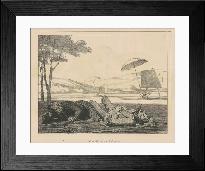 Framed Print : Paysagistes au travail (Landscape Artists at Work), August 17, 1862. Creator: Honore Daumier Framed Print : Paysagistes au travail (Landscape Artists at Work), August 17, 1862. Creator: Honore Daumier