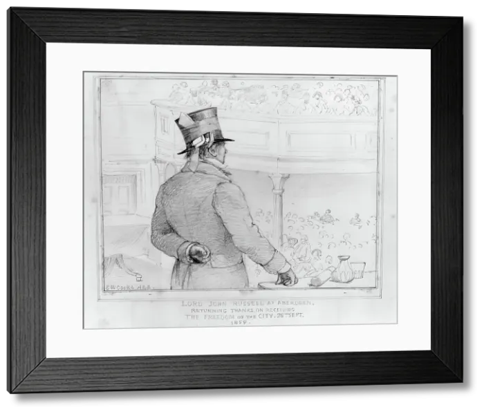 Framed Print : Sketch of Lord Russell MP, Receiving the Freedom of the City, 1859. Creator: Edward William Cooke Framed Print : Sketch of Lord Russell MP, Receiving the Freedom of the City, 1859. Creator: Edward William Cooke