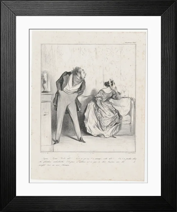 Framed Print : Plate 36: Well? Well? What about your dowry?, from Caricaturana, published in Les Robert... 1838 Framed Print : Plate 36: Well? Well? What about your dowry?, from Caricaturana, published in Les Robert... 1838