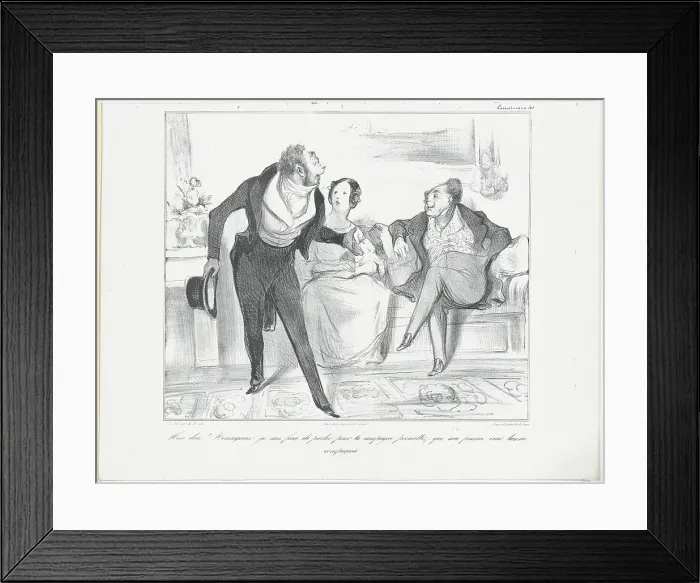 Framed Print : Plate 40: Mon dieu! Monseigneur, je suis force de partir pour la campagne... 1838. Creator: Honore Daumier Framed Print : Plate 40: Mon dieu! Monseigneur, je suis force de partir pour la campagne... 1838. Creator: Honore Daumier