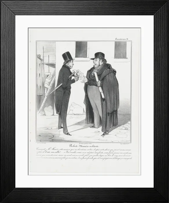 Framed Print : Plate 41: Robert Macaire architecte, 1838. Creator: Honore Daumier Framed Print : Plate 41: Robert Macaire architecte, 1838. Creator: Honore Daumier