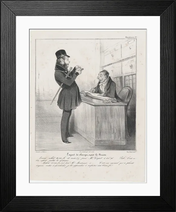 Framed Print : Plate 47: L'agent de change, apres la Bourse, 1838 Creator: Honore Daumier. Plate 47: L'agent de change, apres la Bourse, 1838 Creator: Honore Daumier Framed Print : Plate 47: L'agent de change, apres la Bourse, 1838 Creator: Honore Daumier. Plate 47: L'agent de change, apres la Bourse, 1838 Creator: Honore Daumier