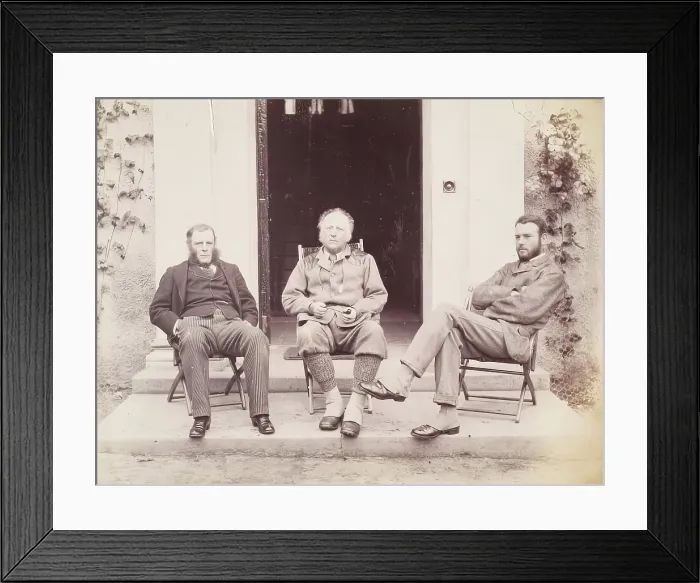 Framed Print : Rupert Potter, John Everett Millais and an Unidentified Man at Dalguise, from an album...Millais. Creator: Unknown Framed Print : Rupert Potter, John Everett Millais and an Unidentified Man at Dalguise, from an album...Millais. Creator: Unknown
