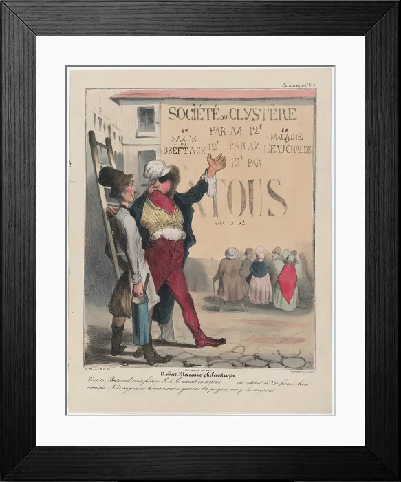 Framed Print : Plate 2: Robert Macaire philanthrope, 1838. Creator: Honore Daumier Framed Print : Plate 2: Robert Macaire philanthrope, 1838. Creator: Honore Daumier