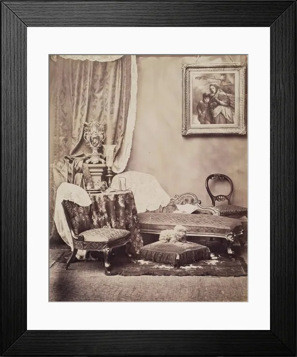 Framed Print : Photographic Studio Set or Drawing Room, from an album compiled by Sir John Everett Millais. Creator: Unknown Framed Print : Photographic Studio Set or Drawing Room, from an album compiled by Sir John Everett Millais. Creator: Unknown