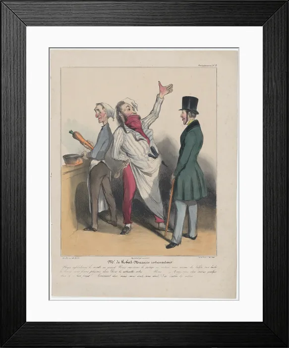 Framed Print : Plate 12: Mr. de Robert Macaire restaurateur, 1838. Creator: Honore Daumier Framed Print : Plate 12: Mr. de Robert Macaire restaurateur, 1838. Creator: Honore Daumier