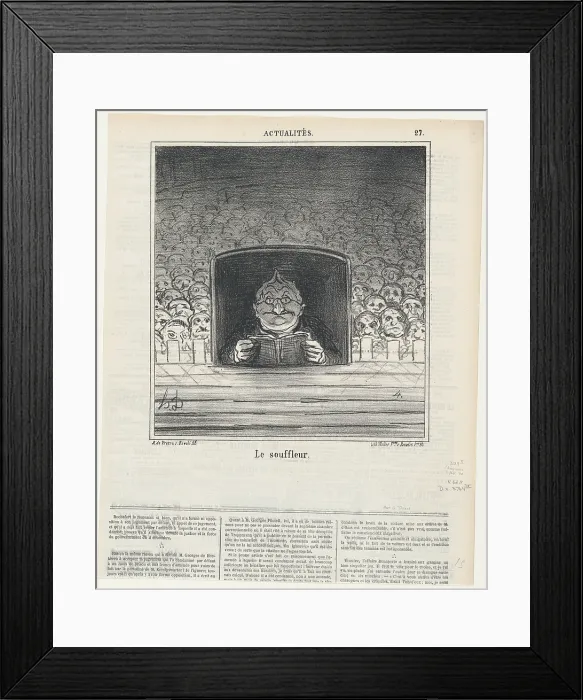 Framed Print : Le souffleur, 1870. Creator: Honore Daumier Framed Print : Le souffleur, 1870. Creator: Honore Daumier